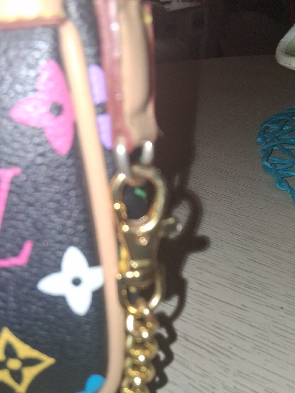 Black Multicolor Monogram Mini Bag with Gold Chain. Last Markdown. Firm Price - Picture 14 of 15